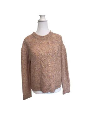 MONK & LOU S dusty blush pink long sleeve cropped twist cable front knit sweater